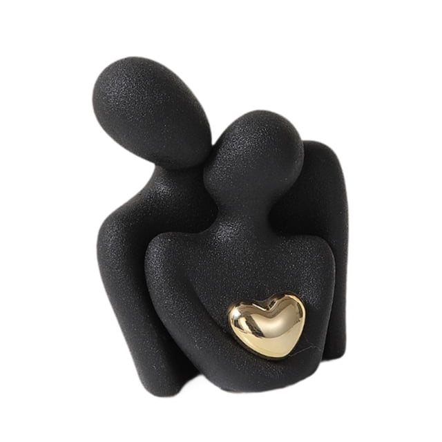 Estatua de pareja, decoración moderna, escultura de cerámica para pareja, para regalos de boda y compromiso. Negro