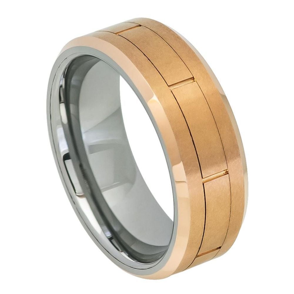 Tungsten Jeweler Free Personalized laser engraving tungsten Band 8mm Rose Gold IP Brushed