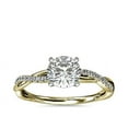 thumbnail image 1 of 0.75 Carat Excellent Round Cut Real Diamond New Design Solitaire with Accents Ring for Wedding Solid 18K Yellow Gold Size 11, 1 of 1