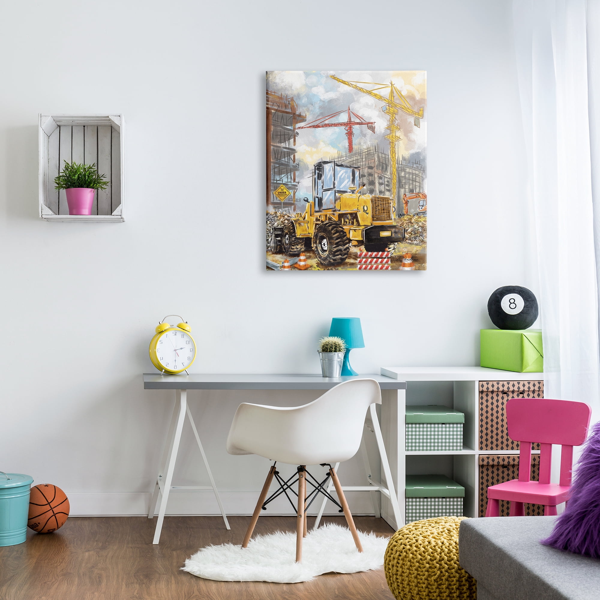 Stupell Industries Busy Construction Site Transportation Painting Gallery Wrapped Canvas Art Print Wall Art, 30 x 40