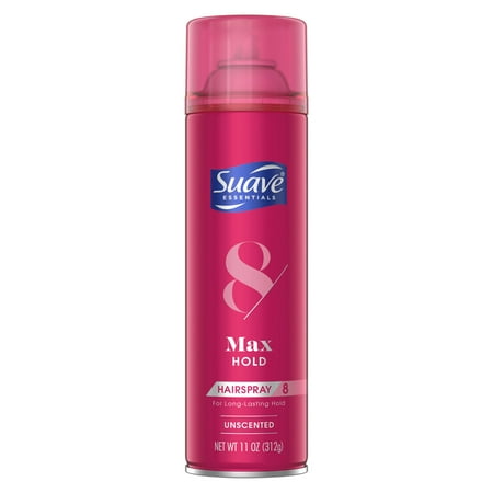 Suave Max Hold 8 Unscented Aerosol Hairspray For Women and Men, For All Hair Types, 11 OZ