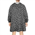 thumbnail image 2 of Black Leopard Print Wearable Oversized Blanket,Wearable Blanket Hoodie for Adults,Cozy Hooded Blankets with Super Pockets,Super Warm Fuzzy Pullover for Women & Men, 2 of 6