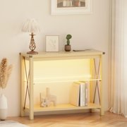AKADEN FEY LLC 39"w Console Table With Light and Charging Station Natural