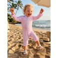 thumbnail image 6 of BemeyourBBs Newborn Baby Girl Pink One Piece Swimsuit Infant Girl Bathing Suit Flower Print Rash Guard Long Sleeve Zipper Ruffle Swimwear Summer Pool Beachwear, 6 of 9