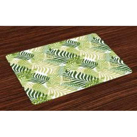 Leaf Placemats Set Of 4 Tropic Exotic Palm Tree Leaves Natural