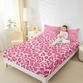 thumbnail image 4 of jejeloiu Leopard Print Twin Sheet Sets,Western Cowgirl Twin Fitted Sheet,Pink White Flat Sheet For Girls Kids,Ultra Soft Home Decor,3 Pieces, 4 of 7