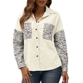 thumbnail image 1 of Camisa de mujer, Camisa suelta de mujer Pana Estampado de leopardo Botones de manga larga Camisas de Meterk Beige/Extragrande, 1 of 7