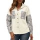 thumbnail image 1 of Camisa suelta de mujer Pana Estampado de leopardo Botones de manga larga Camisas de gran tamaño Tomshoo Camisa de mujer, 1 of 2