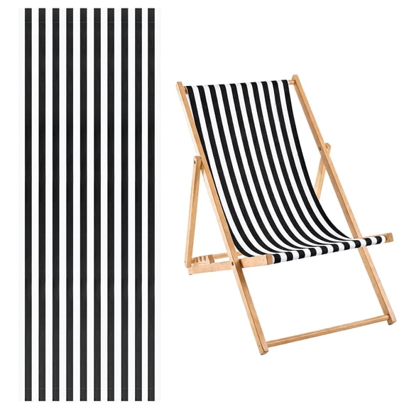 Uxcell 41x113cm Beach Sling Chair Replacement Canvas Lounge Fabric Pinstripe Black