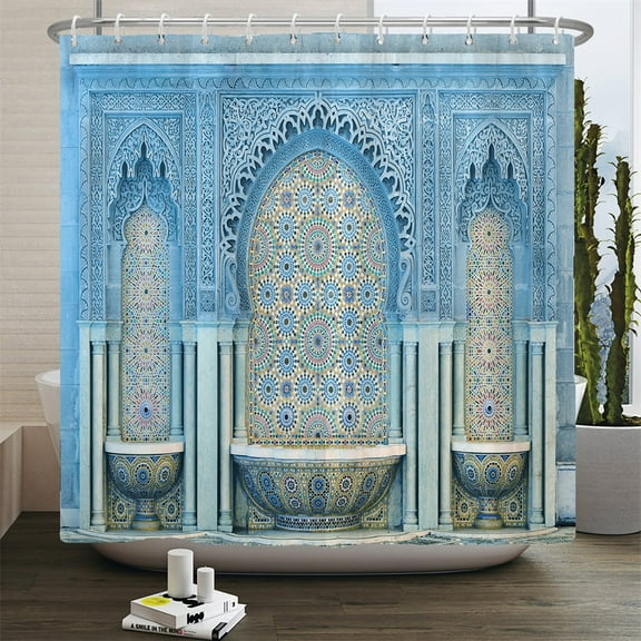 3d Moroccan style Shower Curtain European Architectural landscape Printed Waterproof Polyester Bathroom Curtain Decor With