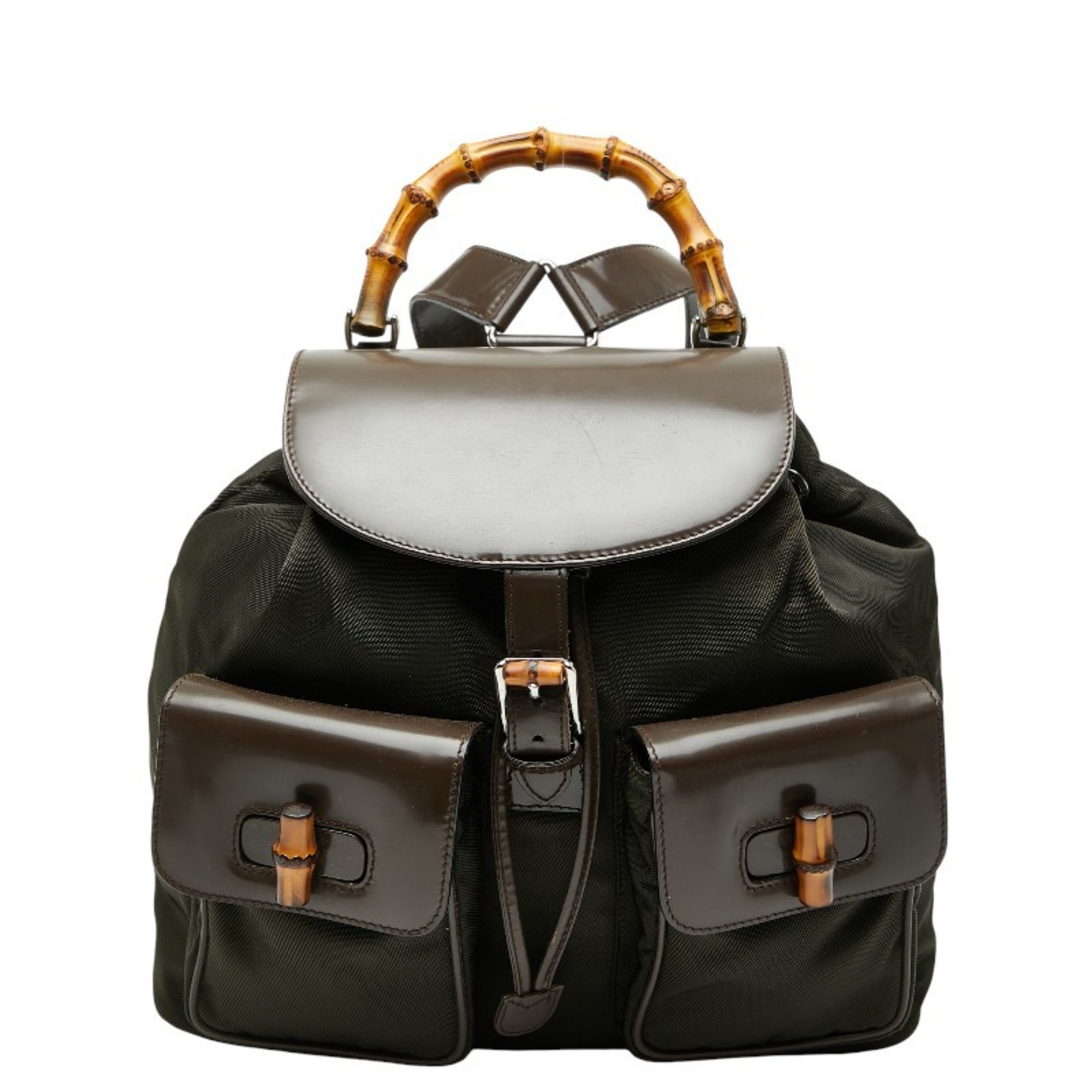 Pre-Owned Gucci Bamboo Backpack 003 1998 0016 Brown Nylon 