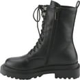 thumbnail image 3 of Women's Fashion Lace Up Combat Boots Side Zipper Chunky Platform Lug Sole Mid Calf Military Fall Winter Riding Ankle Booties, 3 of 5