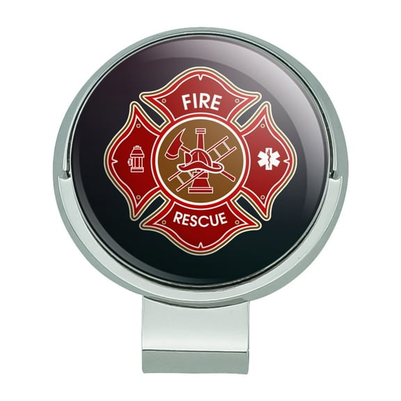 Firefighter Fire Rescue Maltese Cross Golf Hat Clip With Magnetic Ball Marker