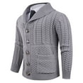 thumbnail image 4 of Men's Shawl Collar Cable Knit Cardigan Sweater Button Front Long Sleeve Jacket, 4 of 6