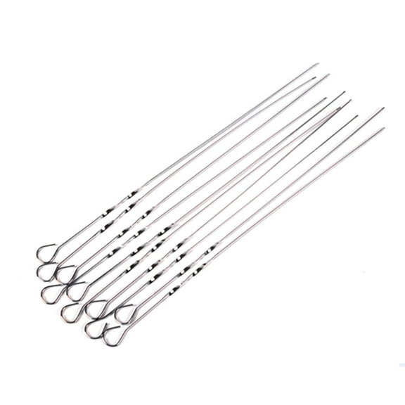 Viveous 10PCS Stainless Steel Barbecue Sticks Kabob Skewers Reusable Grilling Skewers Set for Meat Shrimp Chicken Vegetable
