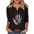 thumbnail image 2 of Today's Deal Abomasnow Womens Breast Cancer Shirts Pink Ribbon Tshirt Casual 3/4 Sleeve V-Neck Tees Breast Cancer Awareness Pullover Tops, 2 of 4