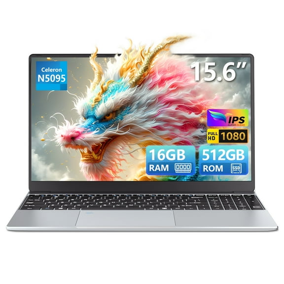 KUU 15.6-Inch Laptop with Intel Celeron N5095, 24GB RAM, 512GB SSD, Windows 11 Pro, FHD, Fingerprint, Backlit Keyboard