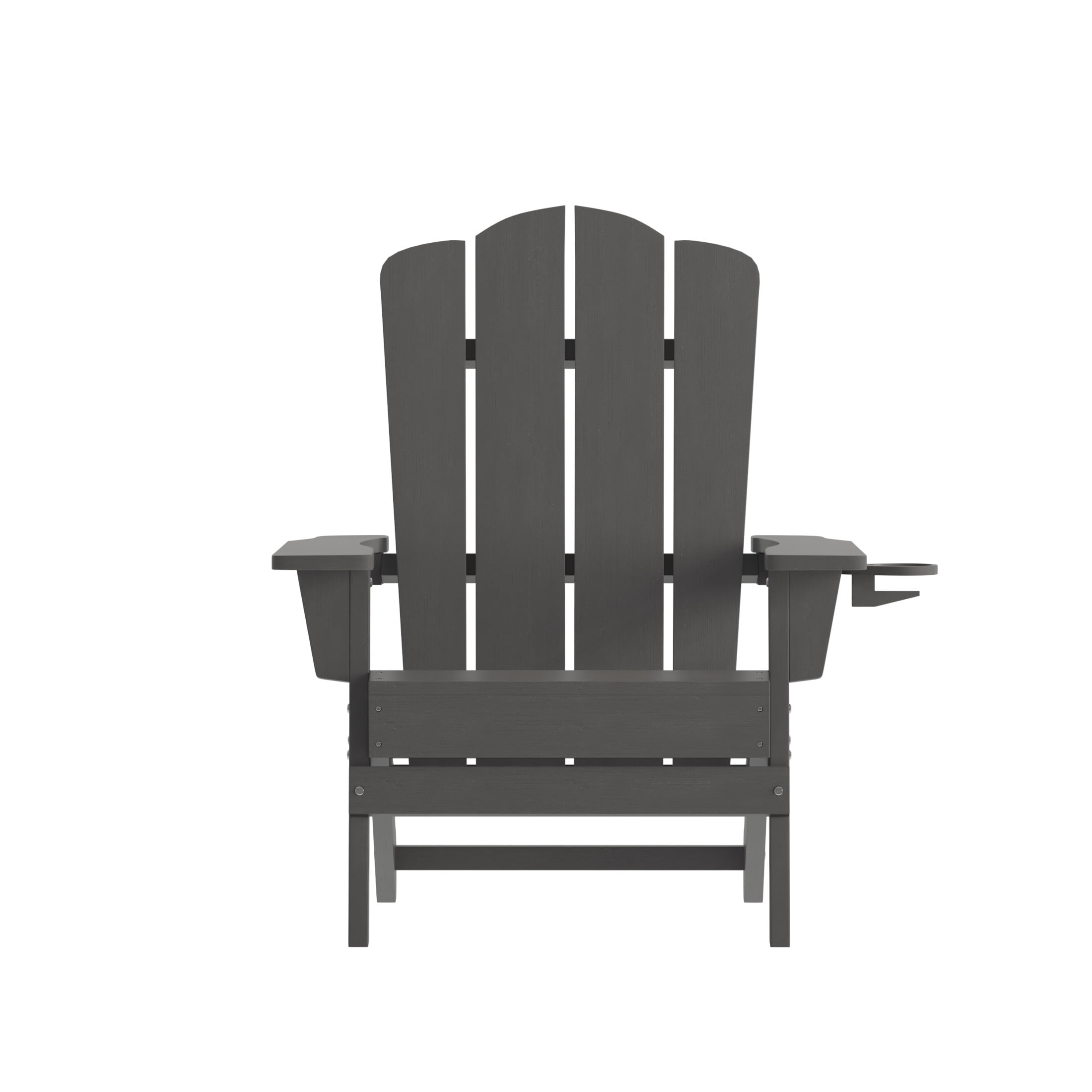 Merrick Lane Adirondack Chair with Cup Holder, Weather Resistant HDPE Adirondack Chair in Gray, Set of 4