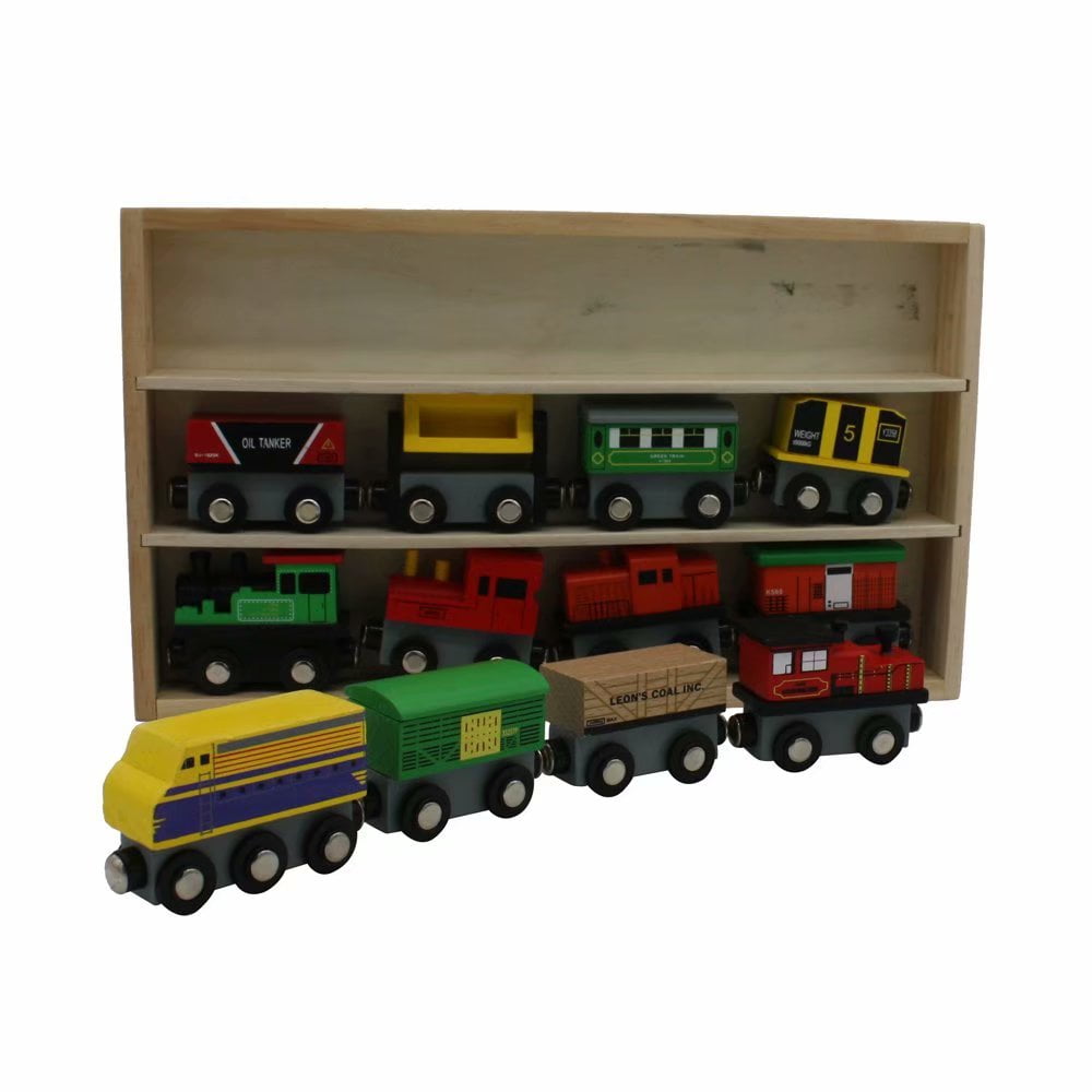 Wooden Train Set 12 PCS - Train Toys Magnetic Set - Toy Train Sets For Kids Toddler Boys And