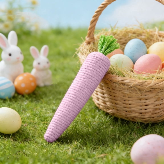 Colorful Foam Easter Carrots, Jute Hanging Radish Decor, Bunny Accent, Perfect for Kindergarten Home Easter Party Window Door Mantel Tabletop Holiday Decoration