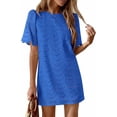 thumbnail image 5 of PRETTYGARDEN Women's Summer Casual Short Dresses Embroidered Lace Short Sleeve Boho Mini Dress Beach Vacation Clothes, 5 of 10