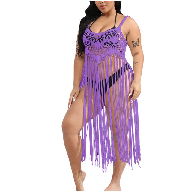 Birdeem Robes de Plage en Dentelle à Pompons Creux Couleur Unie Style Bohème