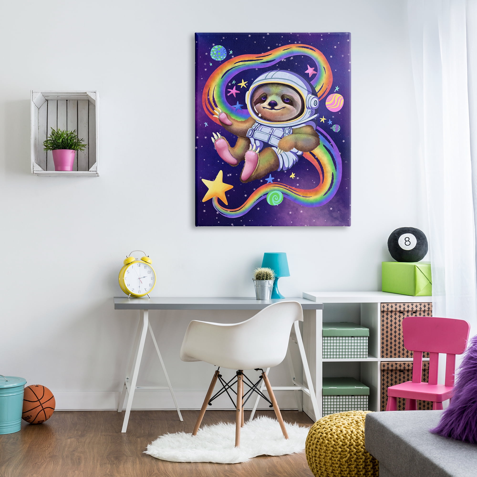 Stupell Industries Sloth in Outer Space Animals & Insects Painting Gallery Wrapped Canvas Art Print Wall Art, 36 x 48