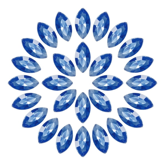 Uxcell 100Pcs Horse Eye Shape Rhinestones Glass Point Back Beads for Jewelry Making, Blue 4x8mm