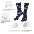 thumbnail image 3 of Xecao Astronaut Dinosaur Print Fashion No Heel Casual Crew Socks Cushioned Breathable for Men Women - Moisture wicking,Not easy to fade Suitable for daily, 3 of 7