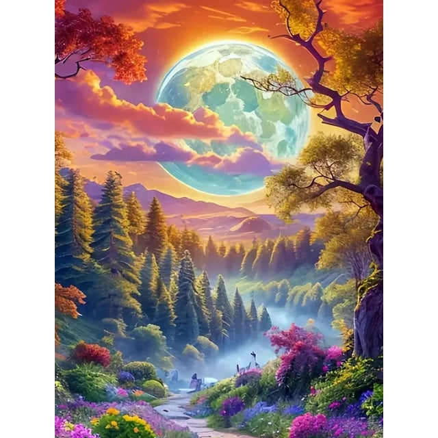 Waterfall Diamond Painting Landscape DIY Mosaic Forest Picture Rhinestones Embroidery Mountain Home Decor,40*50cm, frame not included.,2171