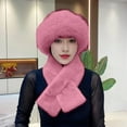 thumbnail image 2 of MEICHEN Warm Set for Women, 2 Pcs Winter Hat Scarf Set Fuzzy Thickened Windproof Warm Neck Wrap Solid Color Dome Fisherman Hat, Fall Winter Fashion Accessories, 2 of 4