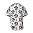 thumbnail image 2 of Vsdgher Pirate Puppy Print Men's Wrinkle Free Untucked Cuban Shirt Business Casual Button Down Shirts Short Sleeve Shirt, 2 of 7