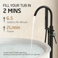 thumbnail image 3 of KES Free Standing Bathtub Faucet with 2 Function Handshower (Sprayer and Shower), High Flow 2-Min Fill Floor Mount Tub Filler, Reinforced Non-Wobble Base, Matt Black, WMBF006F18BK, 3 of 10