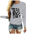 thumbnail image 3 of CEHVOM T-shirt Tunique à Manches Longues pour Femmes, Imprimé, Décontracté, Ample, Col Rond, Blouse, 3 of 6