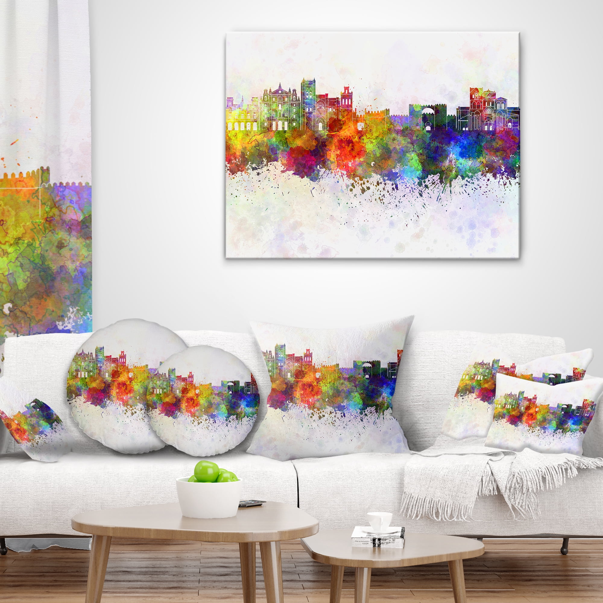 Designart Avila Skyline - Cityscape Throw Pillow - 12x20