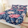 thumbnail image 4 of Erosebridal Chic Peony Flower Full Size Sheets for Girls, Tropical Floral Bed Sheets, 4 Pieces, 1 Flat Sheet 1 Fitted Sheet and 2 Pillowcases, 4 of 5
