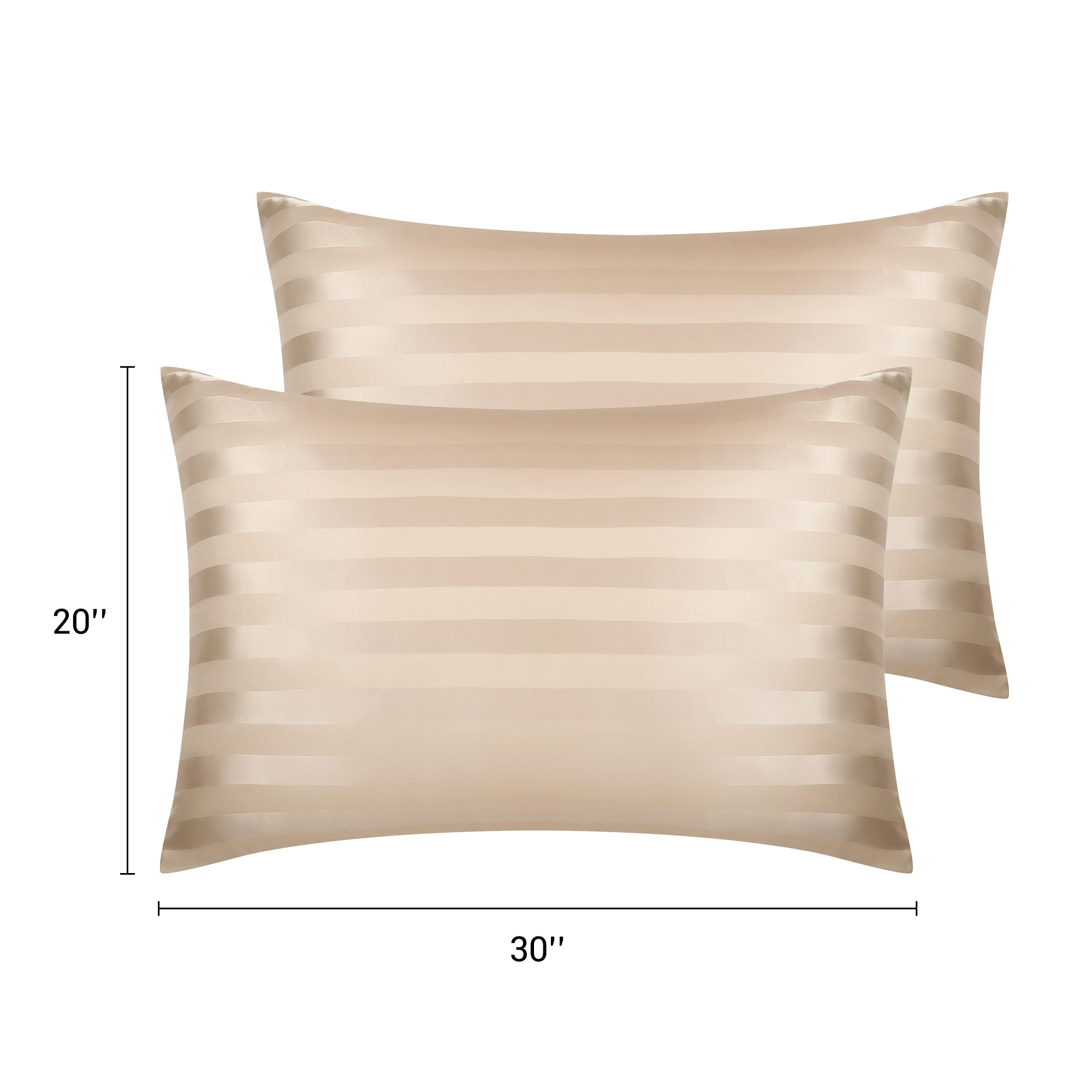 Unique Bargains Satin Pillow Cases Set of 2 Pillow Covers Queen Khaki