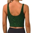 thumbnail image 4 of Picia Emerald Green Sparkling Sports Bra for Women,Padded Strappy Sports Bras Medium Support Yoga Bra with Removable Cups,Running Yoga Bra-XX-Large, 4 of 9