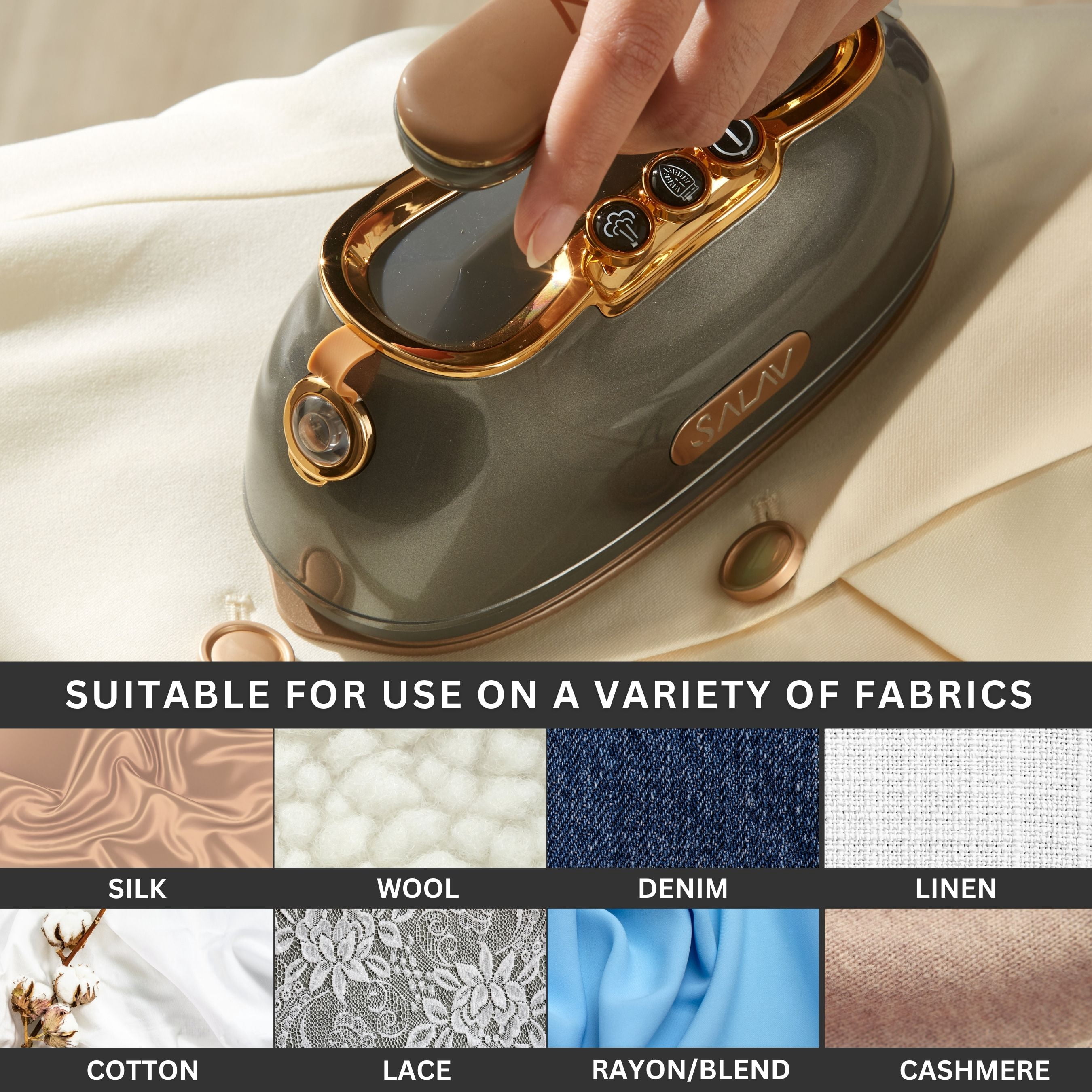 SALAV® Retro Edition Duopress Steamer and Iron with Ceramic Coated Plate, Titanium