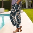 thumbnail image 2 of YUANGUANST Womens Dress Pants Women's Casual Boho Floral Print Stripe Cotton Linen Pants Elastic Waisted Summer Spring Beach Baggy Office Slacks, 2 of 4