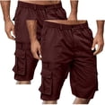thumbnail image 2 of Havenre 2 Pack Cargo Shorts for Men Casual Summer Hiking Pants Elastic Waist Big and Tall Regular Fit Knee Length Multi-Pockets Bermuda Shorts Wine L, 2 of 8