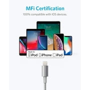Anker Premium Nylon 6ft Silver Durable Lightning Cable (2 Pack)