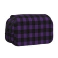 thumbnail image 1 of Disketp Purple Black Plaid Estuche de Lápices de Doble Capa con Tapa Abatible y Cremallera, Organizador Escolar para Adolescentes y Adultos, 1 of 7