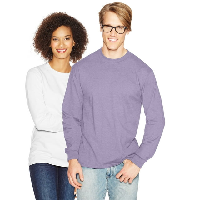 Hanes Beefy-T Men`s Long-Sleeve T-Shirt, 3XL, Lavender