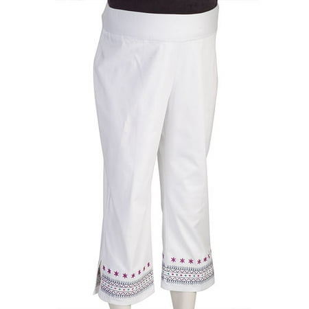 Embroidery-Cuff Maternity Capri