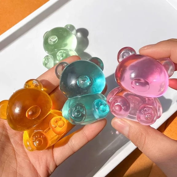 KRONDO Bear Stress Balls Squishies Toys, Sugar Filled Maltose Squeeze Ball Sensory Fidget Stress Relief Toys, Fun Animal Shape Squishies Party Favors Easter Gifts for Teens Adults
