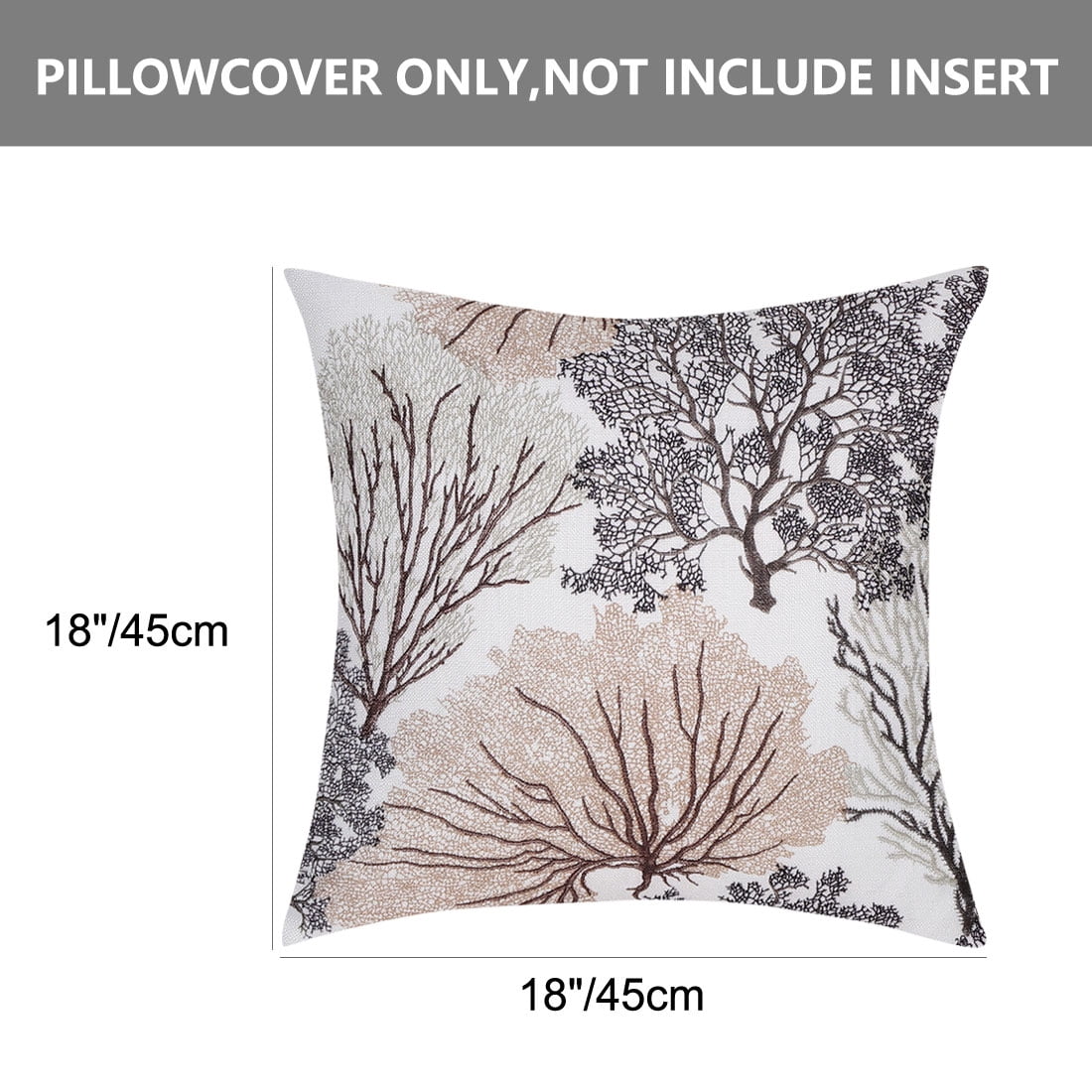 Unique Bargains Soft Polyester Coral Printed Throw Pillowcase Set of 2 Brown-Camel 18"x18"
