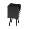 thumbnail image 4 of Rattan Nightstand with Charging Station, Zarler Modern Beside Table with Open Storage Shelf for Bedroom, Living Room, Black, 4 of 8