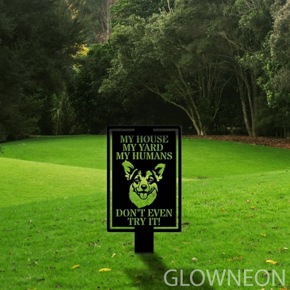 Glowneon Pembroke Welsh Corgi Outdoor Metal Yard Stake Garden Decor