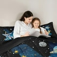 thumbnail image 4 of jejeloiu Letter M Monogrammed 7-Piece Twin Bedding Sets,Cartoon Astronaut Bedding Comforter Set,Galaxy Planet Sheet Sets For Boys,Microfiber Room Decorative Reversible, 4 of 8